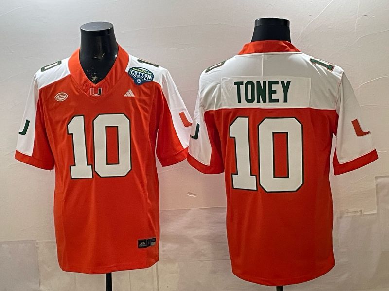 Men 2026 Miami Hurricanes #10 Toney Orange 3th generations Nike Limited NCAA Jersey 07->ncaa teams->NCAA Jersey